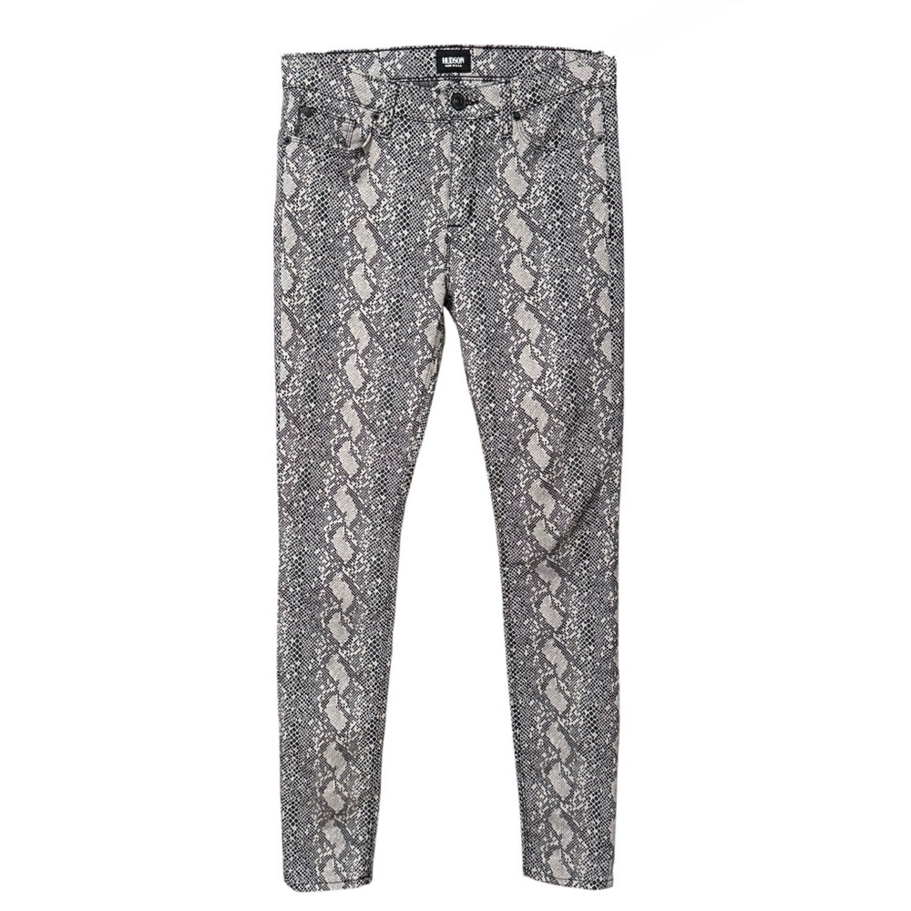 Hudson Nico Midrise Snake Print Super Skinny Pants Gray Black Size 27